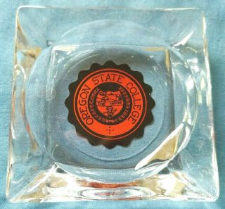 Vintage Oregon State College Glass Ashtray University Corvallis Beavers