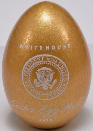 2018 President Donald & Melania Trump White House Easter Egg Roll Gold Egg