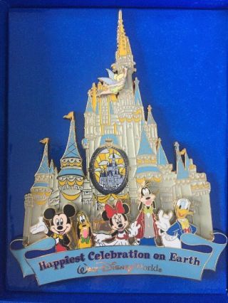 Wdw Disney Happiest Celebration On Earth Jumbo Pin 2005 Nib Rare Fab 5
