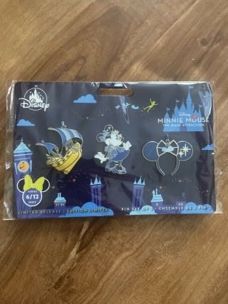 Disney Minnie Mouse Main Attraction Peter Pan Pin Set In Hand Ready To Ship