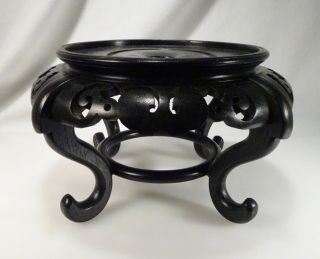 Chinese 6.  5 " Round Carved Wood Vase/bowl/lamp Base Display Stand - 58299