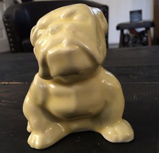 Vintage English Bulldog Morton Pottery Yellow Planter Kitschy