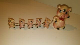 Vintage Mother Pig With 5 Babies - Chain