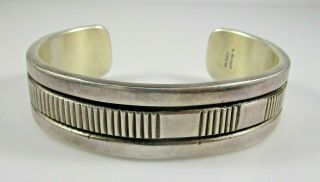 B.  Morgan Signed Cuff Bracelet Native Southwest Sterling Silver Vintage 78.  4g