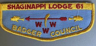 Boy Scout Oa 61 Shaginappi Lodge Vintage Flap
