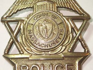 Commonwealth of Massachusetts Police Hat Badge Vintage Obsolete Billy Clubs 2