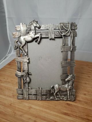 Equestrian Picture Frame Lead Horse Sadle Rope Fence Ranch Glass 4x6 Photo