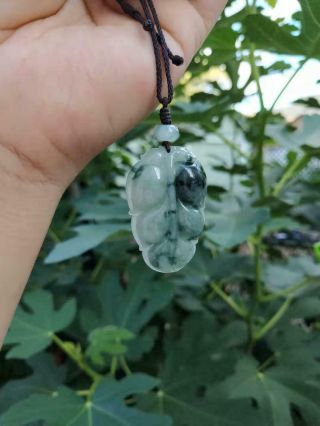 Grade A 100 Natural Burmese Jadeite Jade Leaf Pendant Necklace A 68
