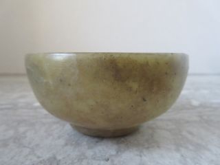 Antique Chinese Spinach Jade Tea Cup Or Sake Bowl 3 1/2 " Dia