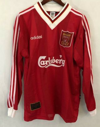 Vintage Adidas Liverpool Fc Carlsberg Long Sleeved Jersey Home Shirt Size Large
