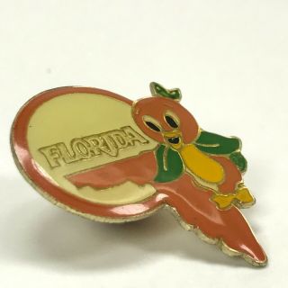Vintage Florida Orange Bird Disney Metal Enameled Lapel Hat Pin 2