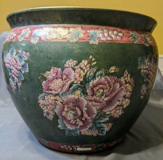14.  5 " Chinese Porcelain Koi Fish Bowl Flower Pot Planter