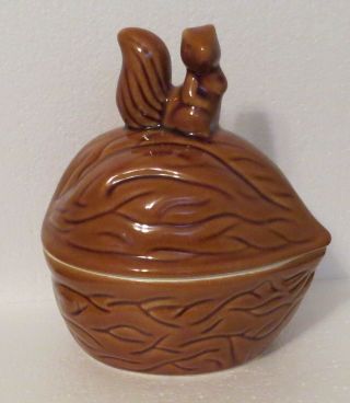 Vintage Ceramic Squirrel Walnut Cookie Jar/candy Dish/nut Bowl Canister With Lid