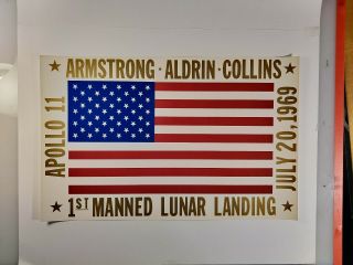 Apollo 11 Armstrong Aldrin Collins American Flag July 20,  1969 Poster