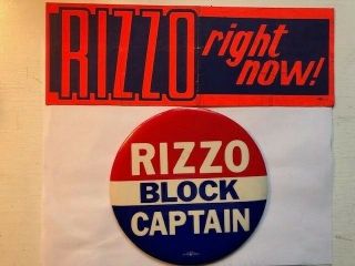 Frank Rizzo Pin Collectible And Bumper Sticker - Philadelphia Large 6 " Pin