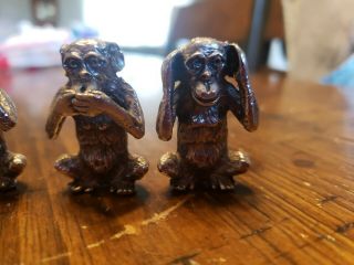 Vintage Miniature 3 Wise Monkeys Pewter See No Evil Hear No Evil Speak 3