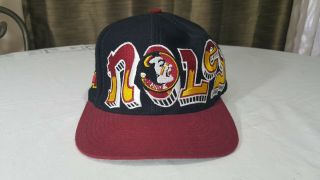Florida State University Seminoles Ncaa Vintage 1990’s Graffiti Snapback Hat Euc