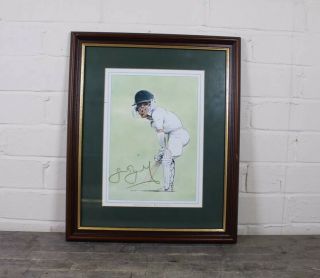 Vintage Framed Geoffery Boycott Cricket Caricature With Autograph.