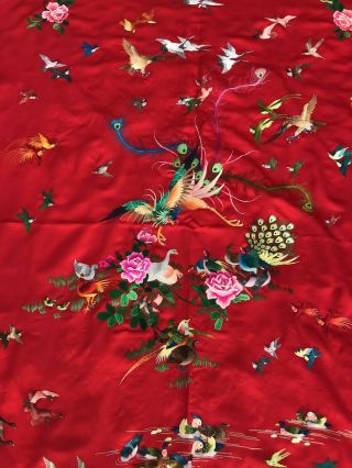 Antiques Chinese Silk Embroidered Wedding Sheet Tapestry Wall Hanging Panel