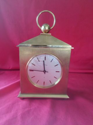 Vintage Heavy Brass Carriage Clock Angelus 8 Swiss Mechanical Wind Chimes