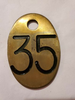 Vintage Brass Cow Number Tag Dairy Farm Cattle Marker 35