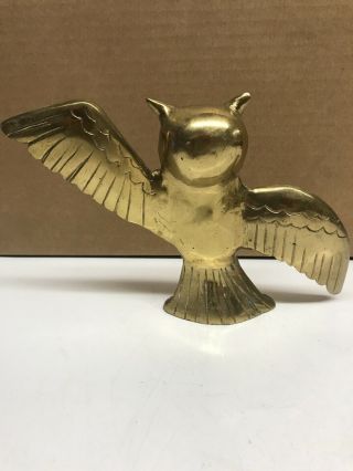 Brass sculpture statue animals Figure spread wings Owl 2