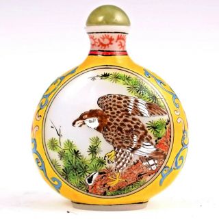 Antique 19th Century Qing Dynasty Chinese Peking Glass Snuff Bottle With Birds