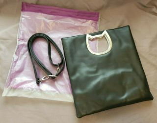 Cat Lady Box Black Faux Leather Purse Detachable Strap Magnetic Closure
