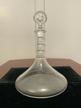 Vintage Signed $765 Steuben Crystal Glass 4 - Ring Ships Liquor Wine Decanter