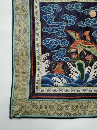Antique Chinese Silk Hand Embroidery Rank Badge Wall Hanging Panel 45x43cm 3