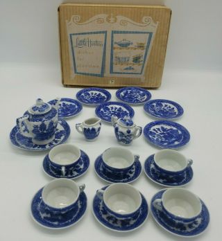 Vintage Little Hostess Childs Blue Willow China Tea Set 24 Piece