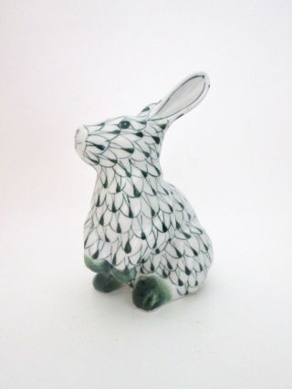 Vtg White Porcelain Small Bunny Rabbit Figurine Hand Painted Fishnet