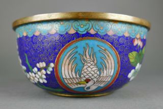 Fine Antique Chinese Cloisonne Enamel Imperial Rank Mandarin Crane Bowl
