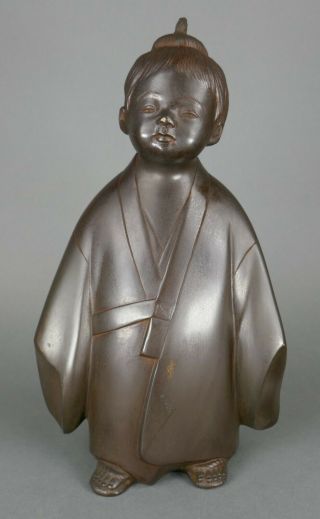 Fine Old Japanese Cast Bronze Jiichi Kome " Mugadoji " Buddhist Child Sculpture