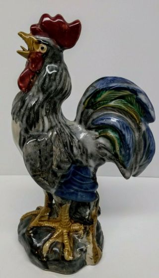 Blue And Green Ceramic Rooster By Three Hands Corp 11.  75 " T
