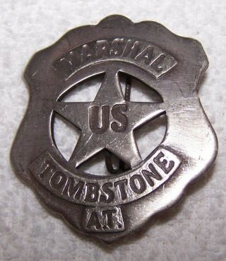 Old West Tin Badge Marshal Us Tombstone A.  T.