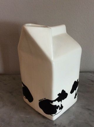 Holsteins By Margo 1984 Cow Ceramic Milk Carton Vintage Farmhouse 5”