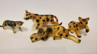 Vintage Bone China Cheetah Miniature Family Mother Set Leopard