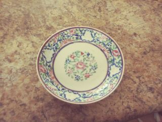 Antique Chinese Porcelain Dish Plate Floral And Rose Enamel 18th Century Blues