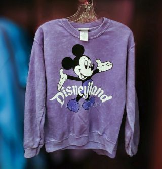 Disney Parks Disneyland Purple Vintage Mickey Mouse Pullover Sweatshirt