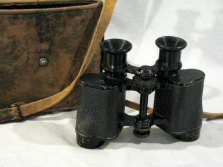 Vintage E.  Leitz Wetzlar 8x Binoculars & Case - Clear Optics