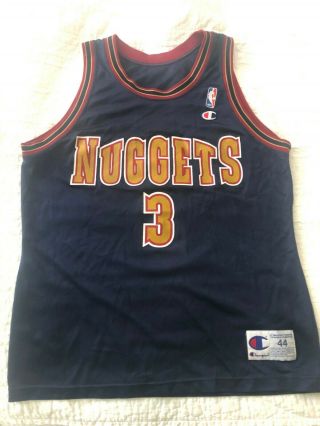 Vintage Denver Nuggets Champion Jersey Mahmoud Abdul - Rauf Size 44