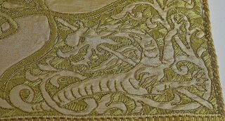 Dragons Vintage Chinese Hand Embroidered Silk Panel Uu238