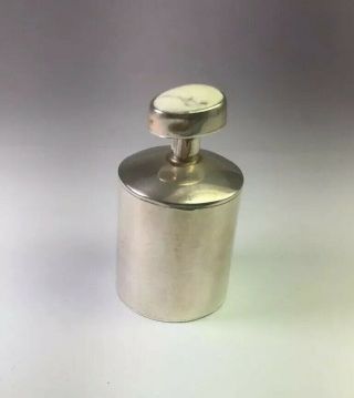 Vintage Sterling Silver White Buffalo Turquoise Cylinder Perfume Bottle
