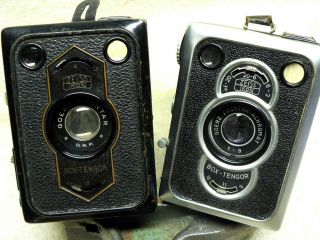 Two Vintage Antique German Zeiss Ikon Box Tengor Film Cameras 54/2 & 56/2.