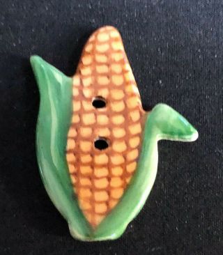 Large Idabelle Handpainted Ceramic Realistic Ear Of Corn Button - - - 1 5/8 "