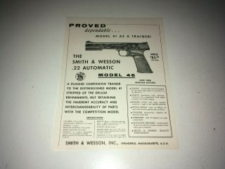 Smith & Wesson 1950s 22 Automatic Pistol 46 Advertising Sales Sheet Mini Poster