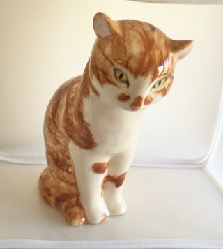 Vintage Griselda Hill Pottery Wemyss Ware “alfie” Ginger & White Tabby Large Cat