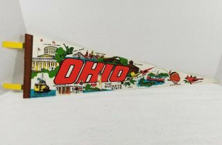 Vintage Ohio State Pennant Landmarks Football Hall Of Fame Indians Imprint Art