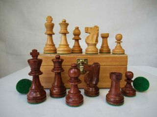 Vintage Chess Set French Lardy ? Weighted Staunton K 93 Mm Orig Box No Board